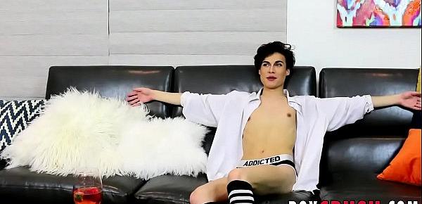 Naughty twink Greco Rai jacks off on the couch all alone